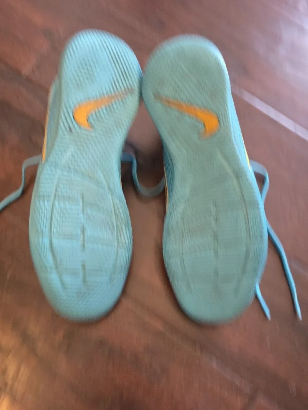 Nike Blue Athletic Sneakers Turf Shoes Cleats with Yellow Accents